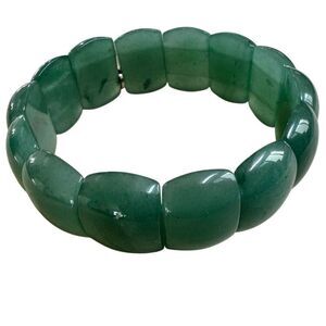 Sterling Silver & Aventurine Chunky Stretch Bracelet